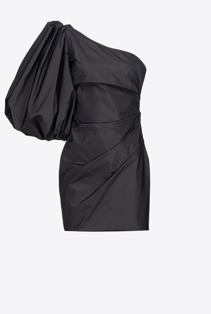 Pinko One-shoulder Taffeta Mini Šaty Černé | SN-PKO32999