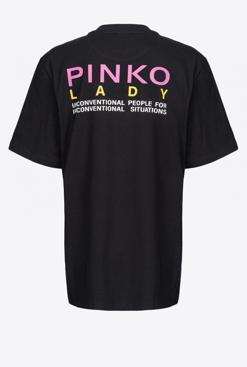 Pinko Oversized Lady T-shirt Černé | SN-PKO33286