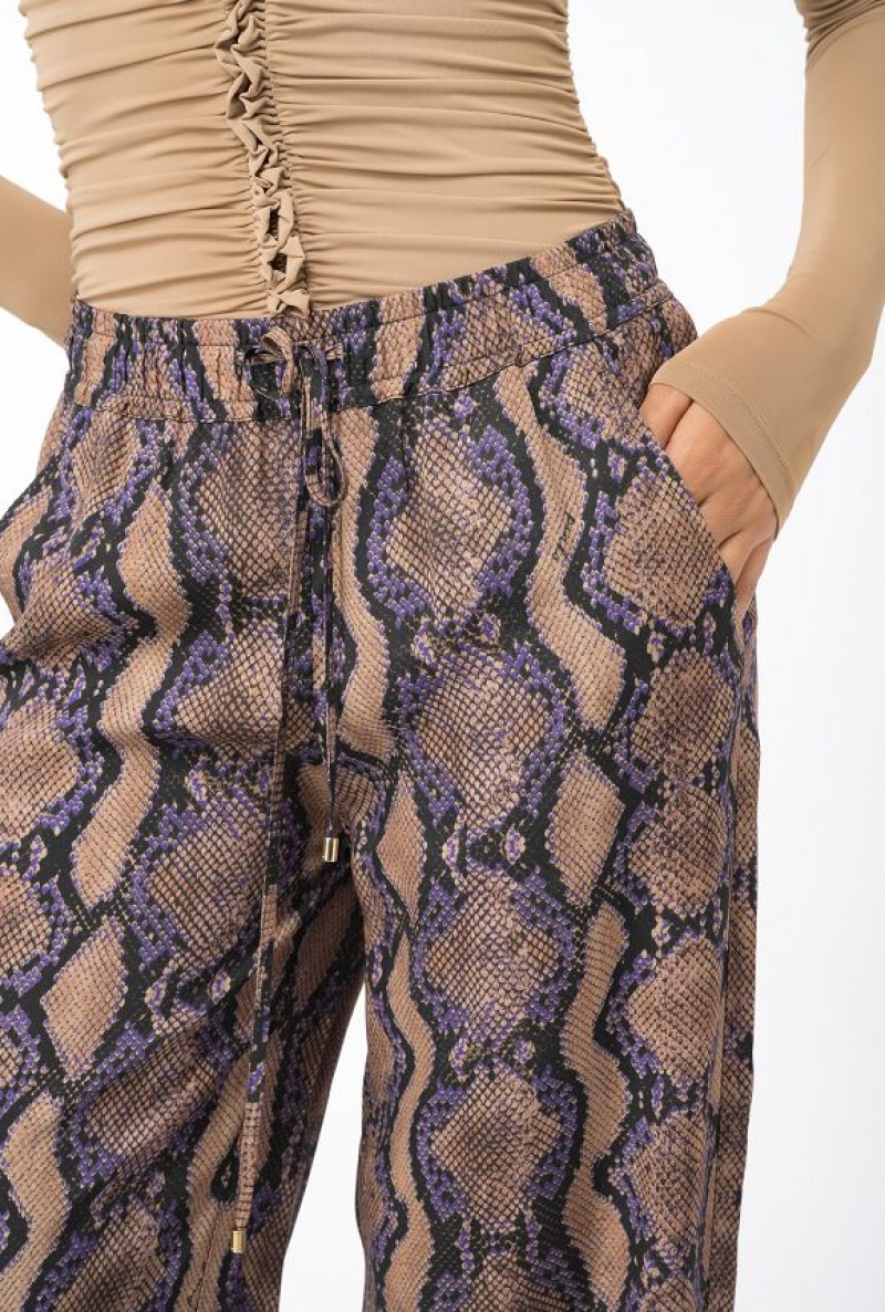 Pinko Palazzo Trousers With Snake Motif Hnědé Fialové | SN-PKO33894