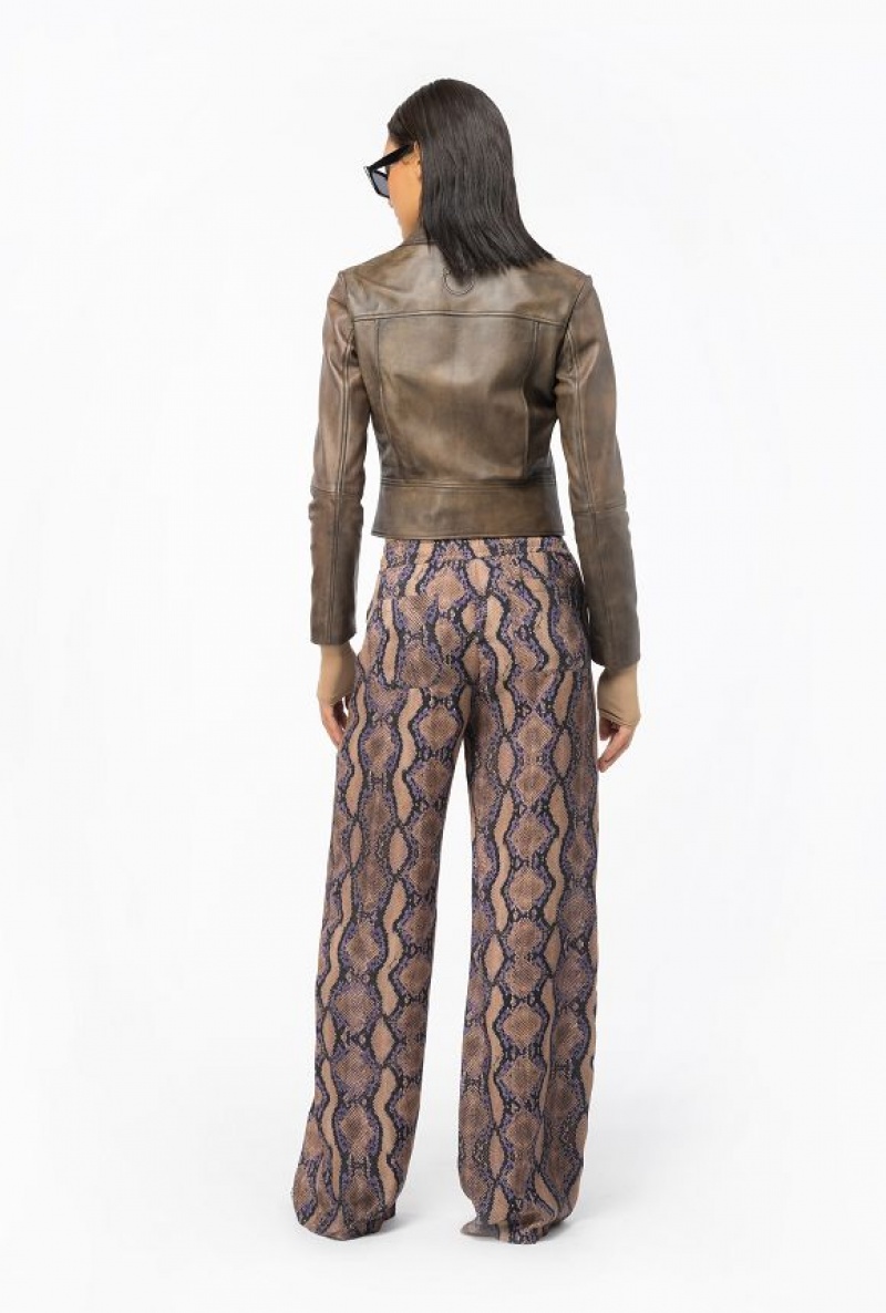 Pinko Palazzo Trousers With Snake Motif Hnědé Fialové | SN-PKO33894