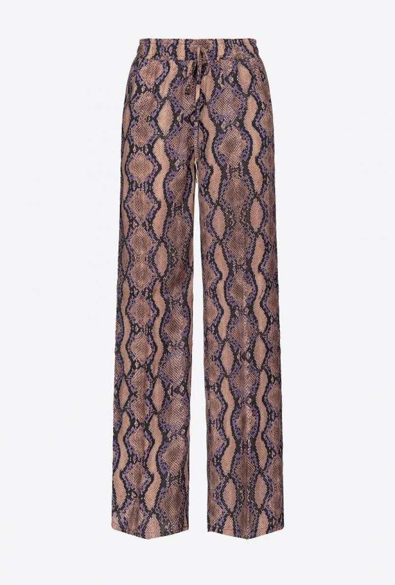 Pinko Palazzo Trousers With Snake Motif Hnědé Fialové | SN-PKO33894