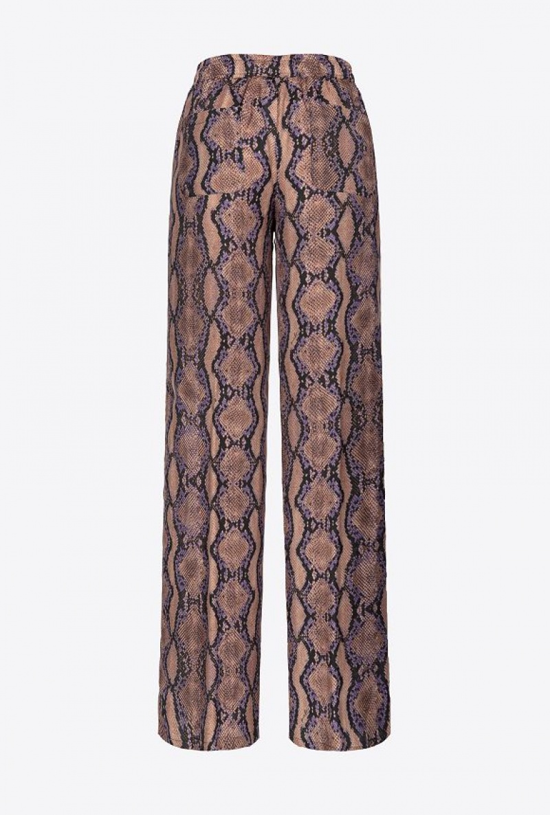 Pinko Palazzo Trousers With Snake Motif Hnědé Fialové | SN-PKO33894