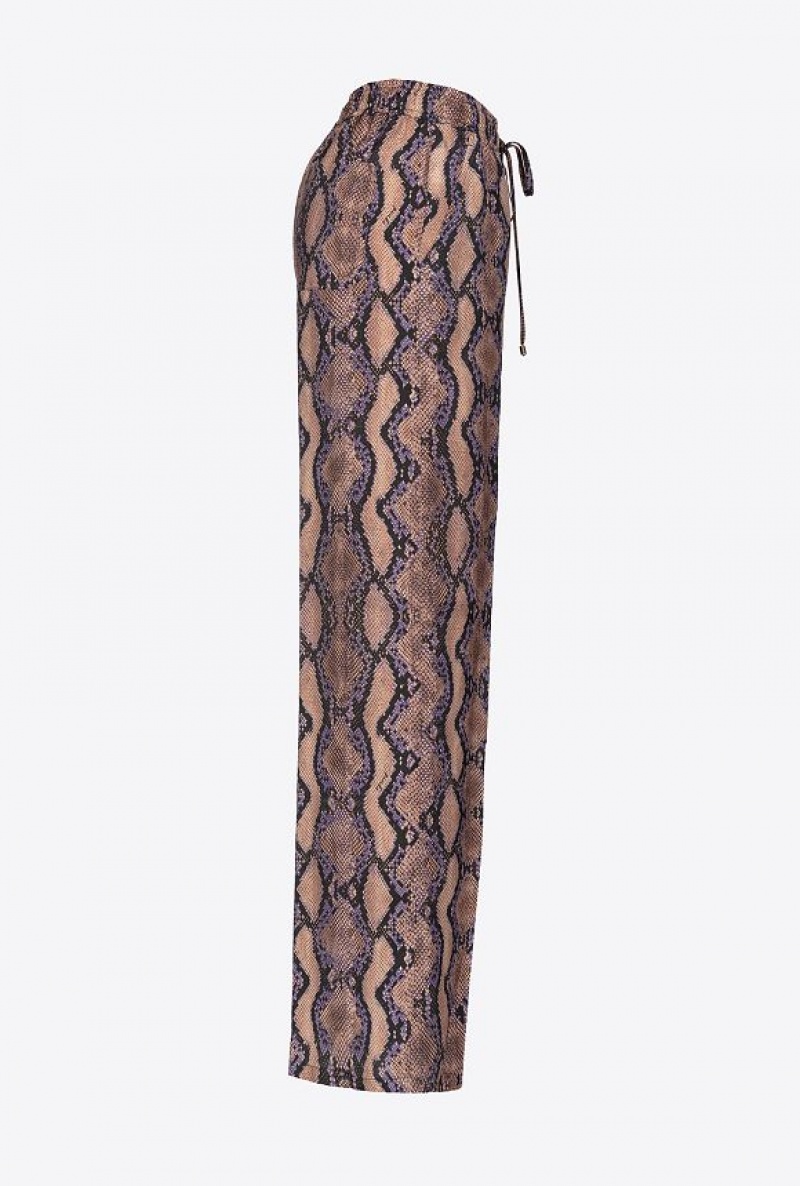 Pinko Palazzo Trousers With Snake Motif Hnědé Fialové | SN-PKO33894