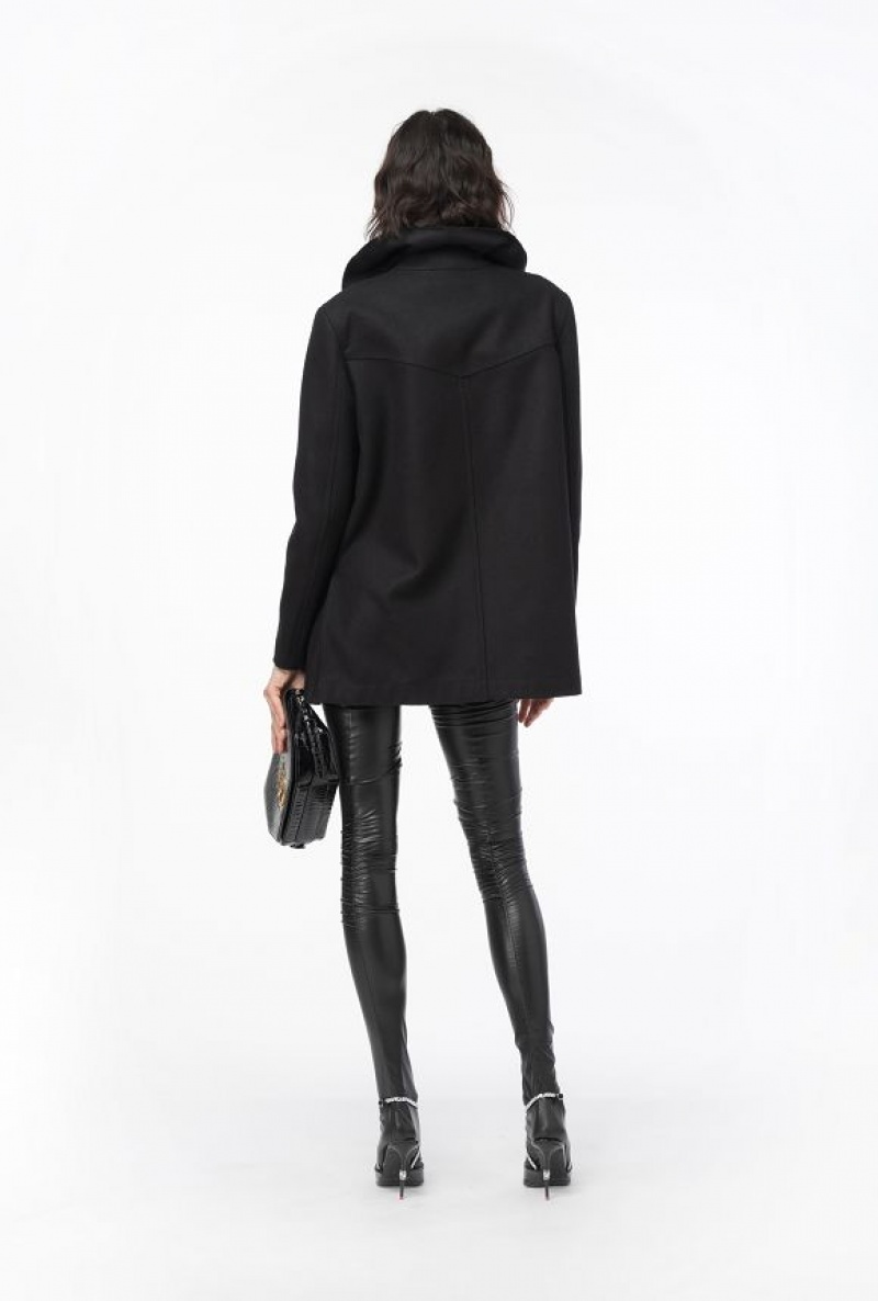 Pinko Pea Coat With Large Ruching Černé | SN-PKO33660