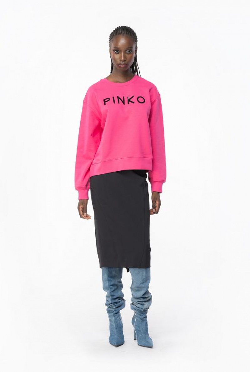 Pinko Pinko-print Sweatshirt Růžové | SN-PKO33521