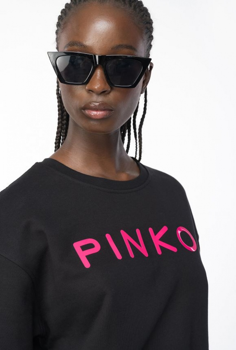 Pinko Pinko-print Sweatshirt Černé | SN-PKO33449