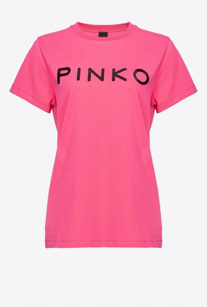 Pinko Pinko-print T-shirt Růžové | SN-PKO33313