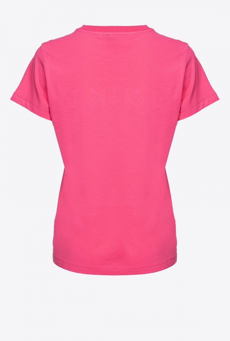 Pinko Pinko-print T-shirt Růžové | SN-PKO33313