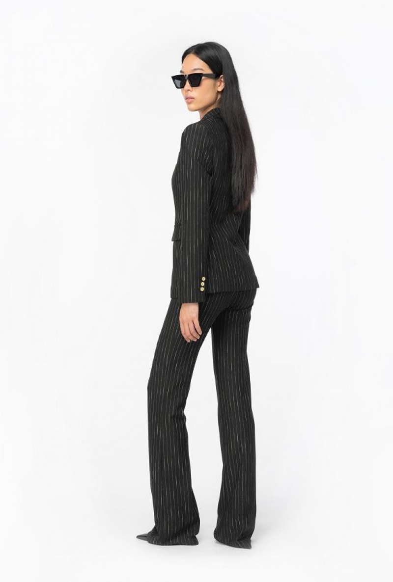 Pinko Pinstriped Blazer Černé Béžový | SN-PKO33983