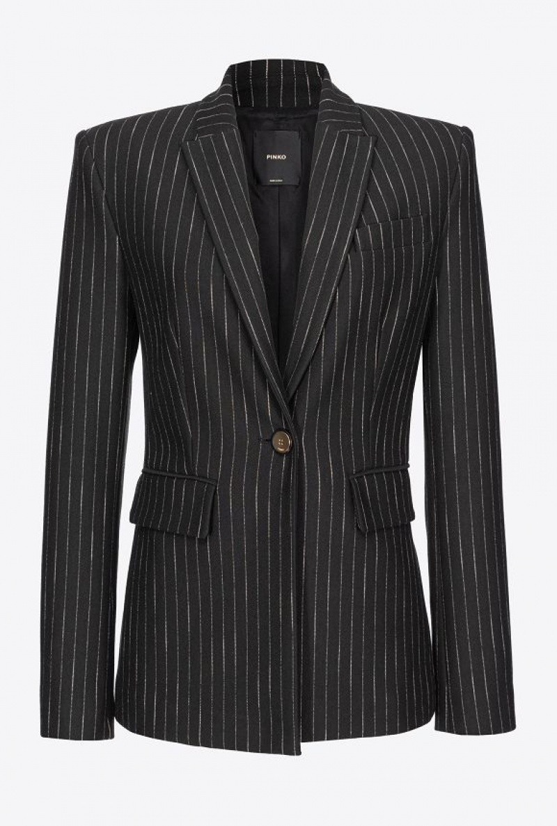 Pinko Pinstriped Blazer Černé Béžový | SN-PKO33983