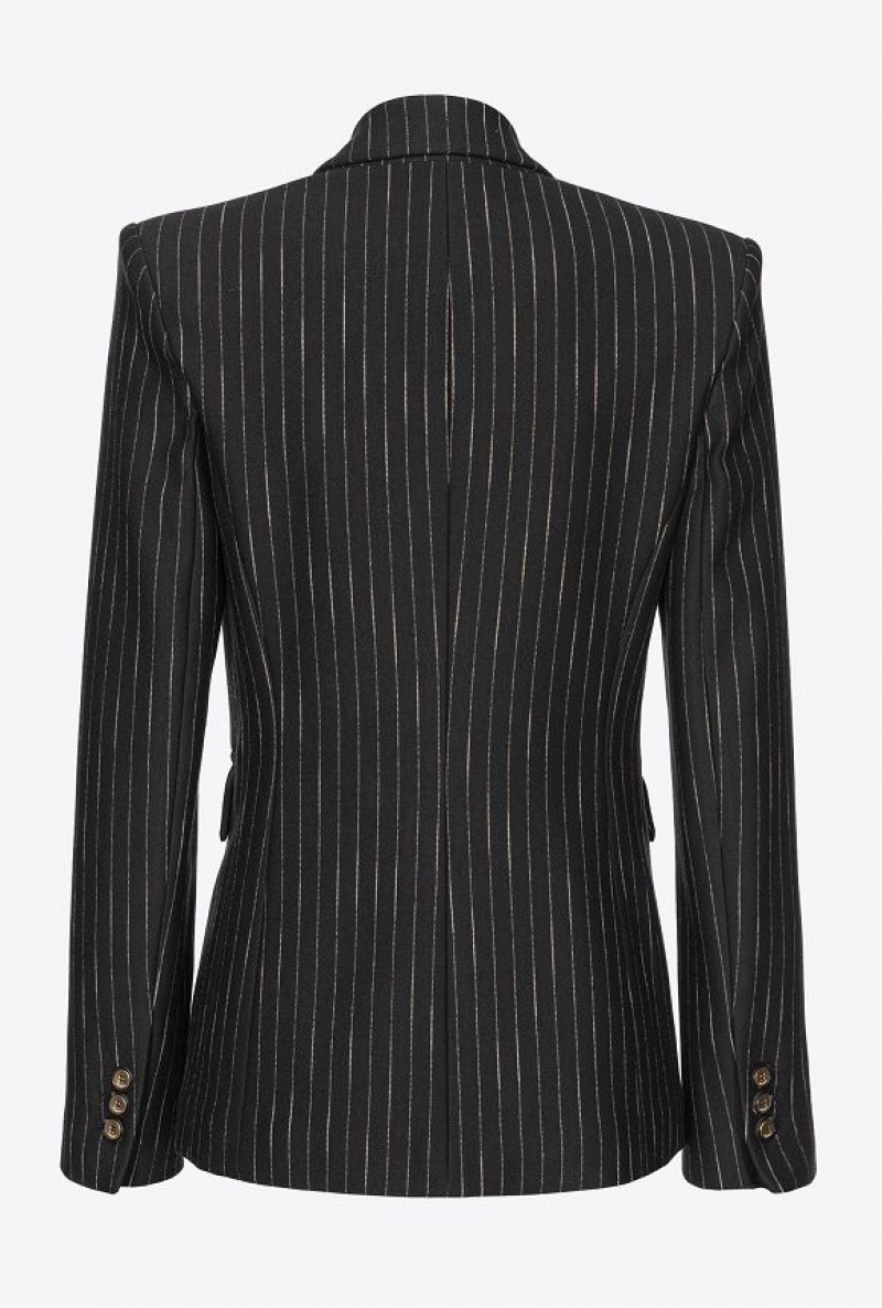 Pinko Pinstriped Blazer Černé Béžový | SN-PKO33983