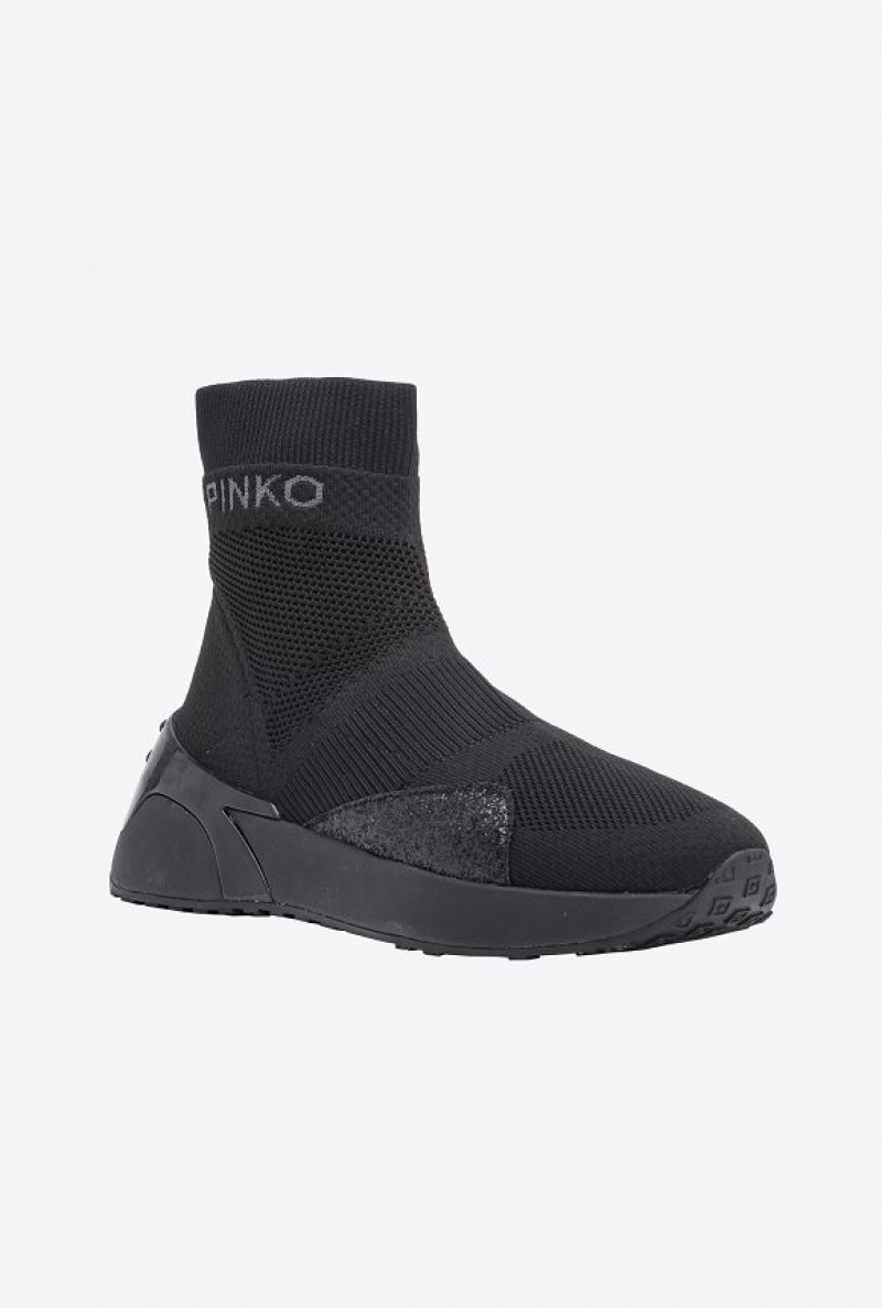 Pinko Pletené Sneakers Černé | SN-PKO34118