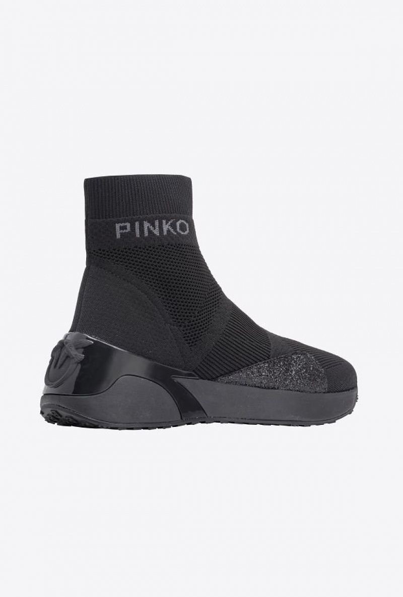 Pinko Pletené Sneakers Černé | SN-PKO34118