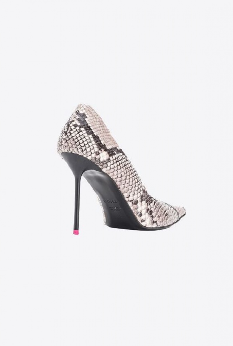 Pinko Pointed-toe Python-print Pumps Černé Bílé | SN-PKO34156