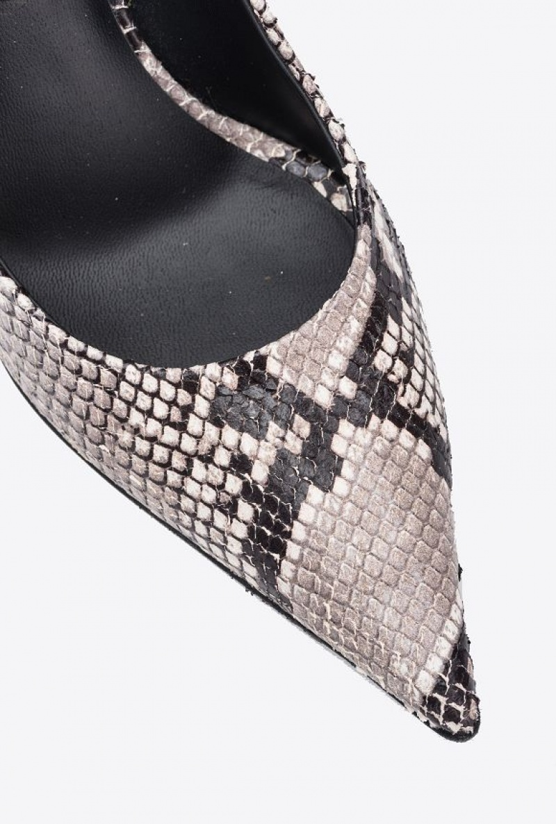 Pinko Pointed-toe Python-print Pumps Černé Bílé | SN-PKO34156