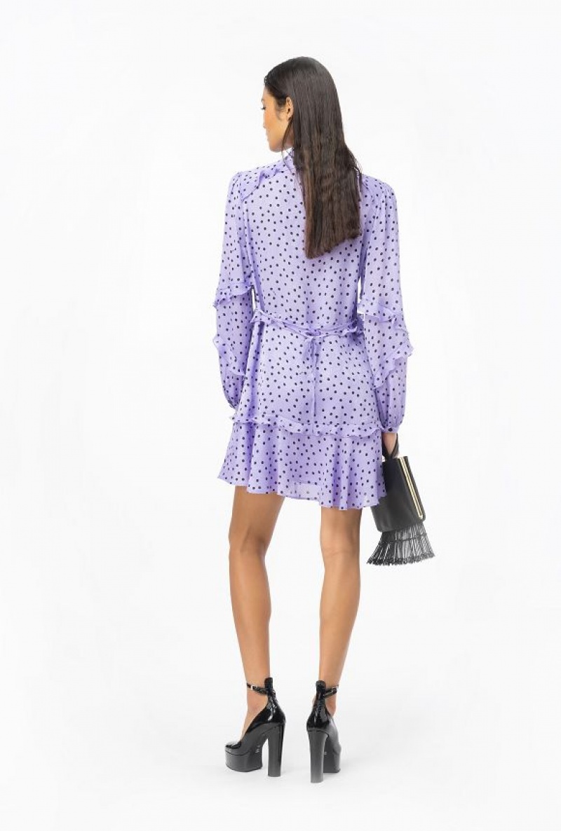 Pinko Polka Dot-print Mini Šaty Fialové | SN-PKO33028