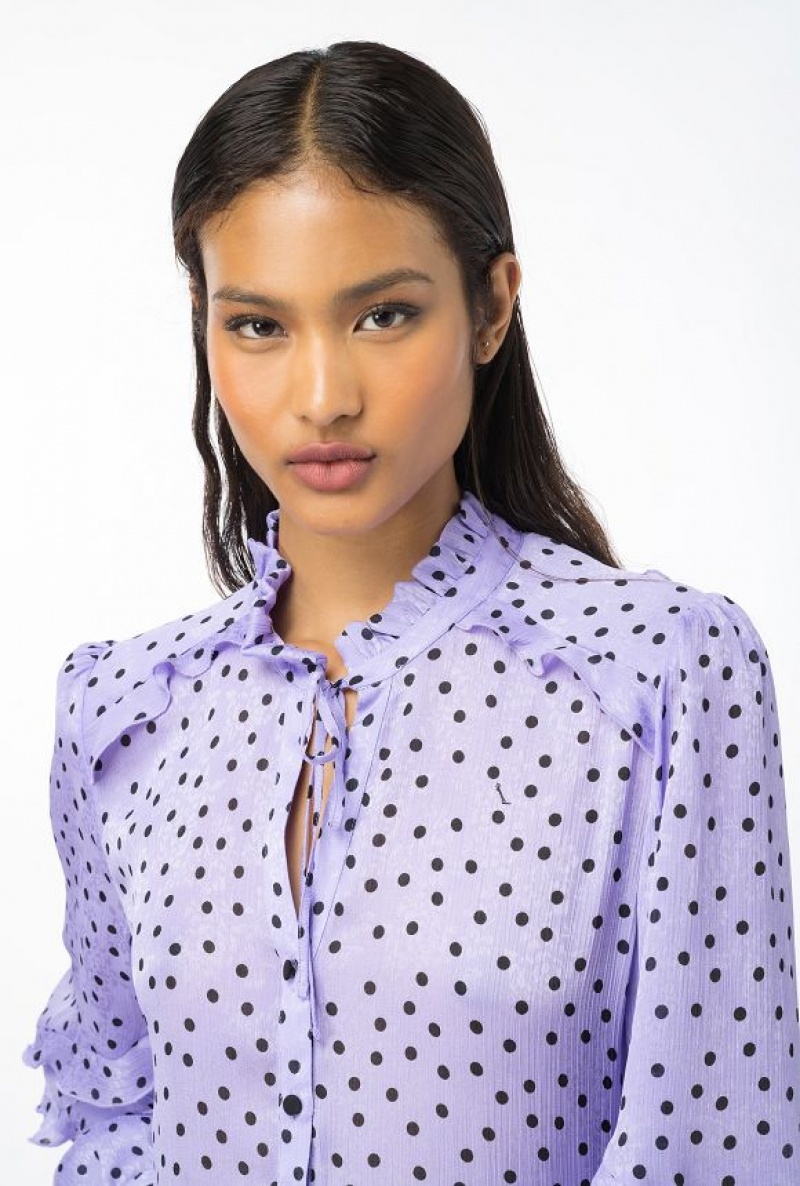 Pinko Polka Dot-print Mini Šaty Fialové | SN-PKO33028