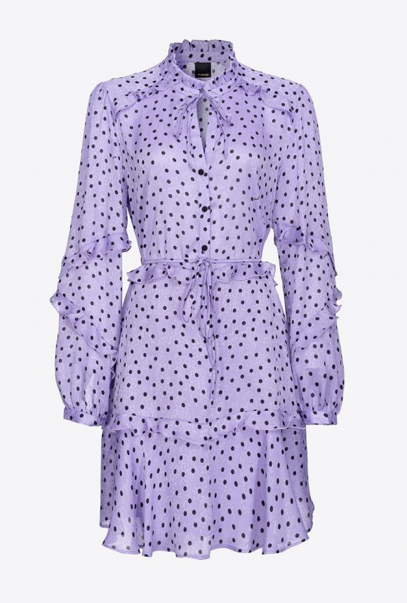 Pinko Polka Dot-print Mini Šaty Fialové | SN-PKO33028