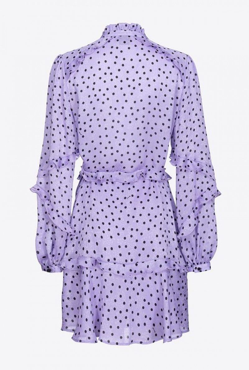 Pinko Polka Dot-print Mini Šaty Fialové | SN-PKO33028