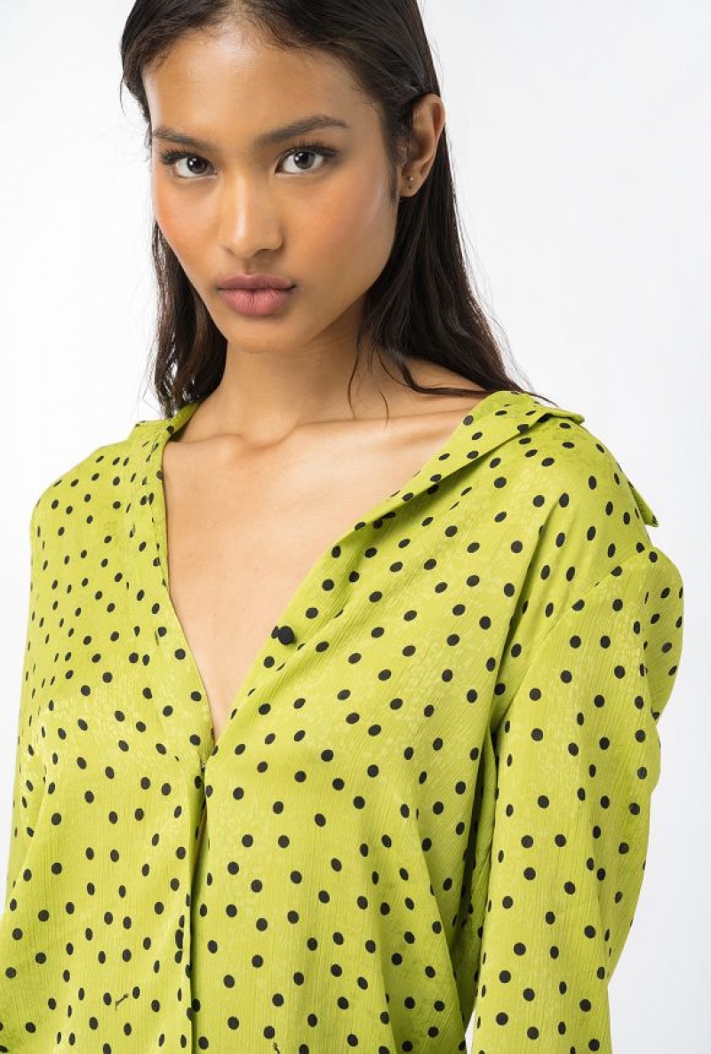 Pinko Polka-dot Shirt Zelene Černé | SN-PKO33157