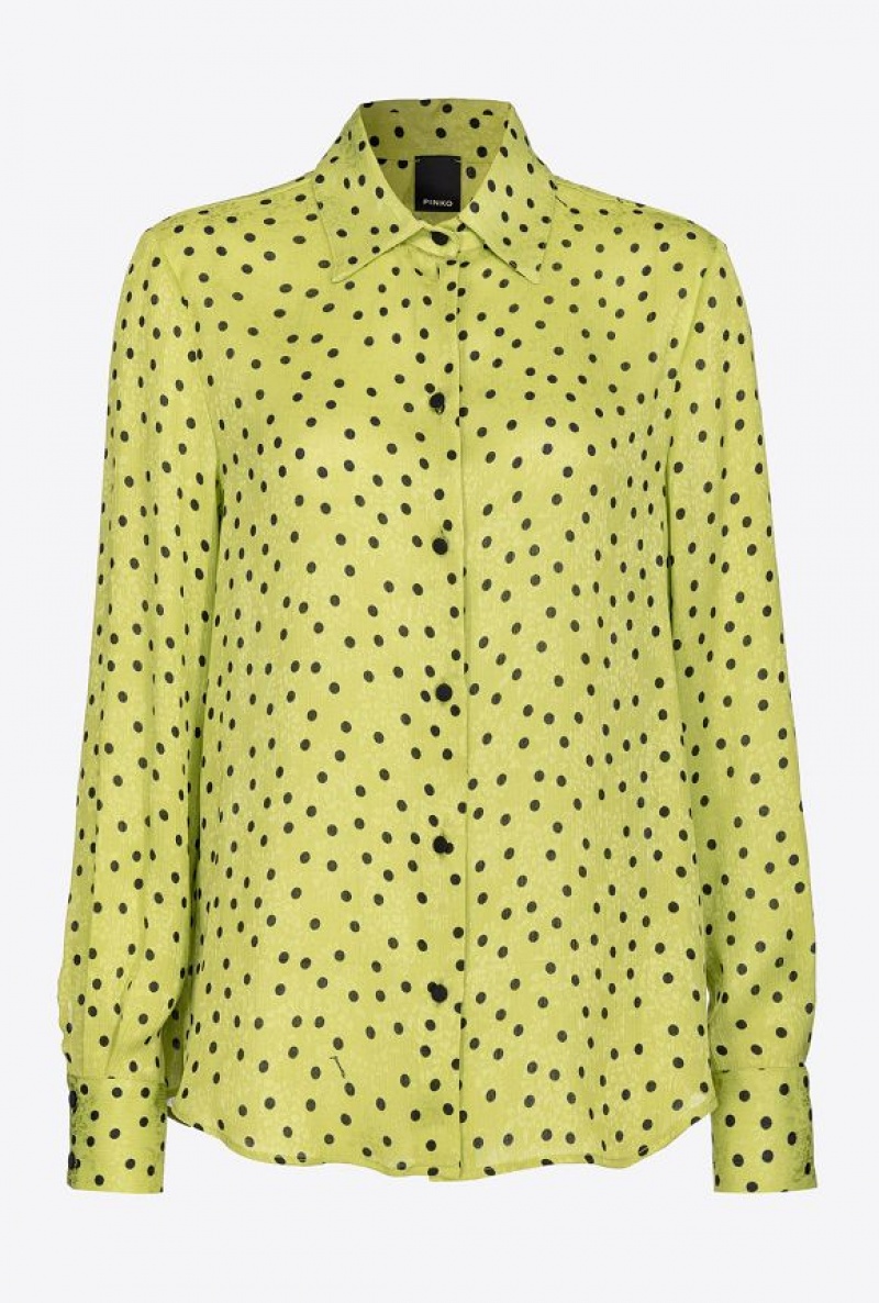 Pinko Polka-dot Shirt Zelene Černé | SN-PKO33157