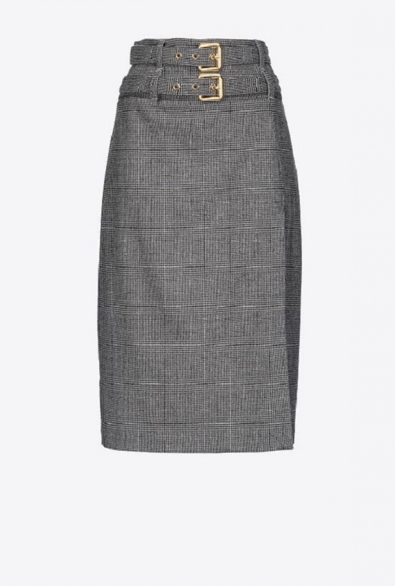 Pinko Prince-of-wales Calf-length Skirt Šedé Černé | SN-PKO34076