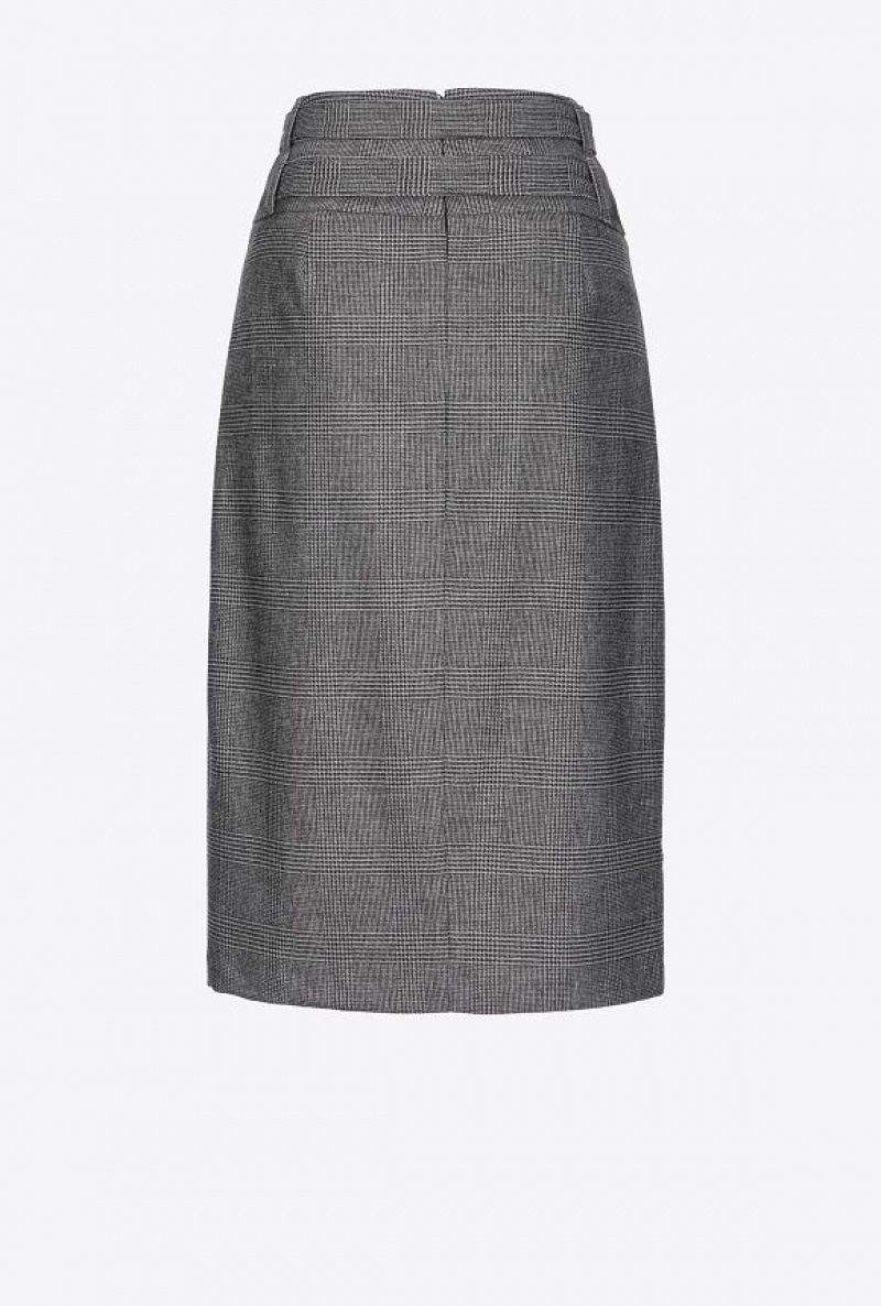 Pinko Prince-of-wales Calf-length Skirt Šedé Černé | SN-PKO34076