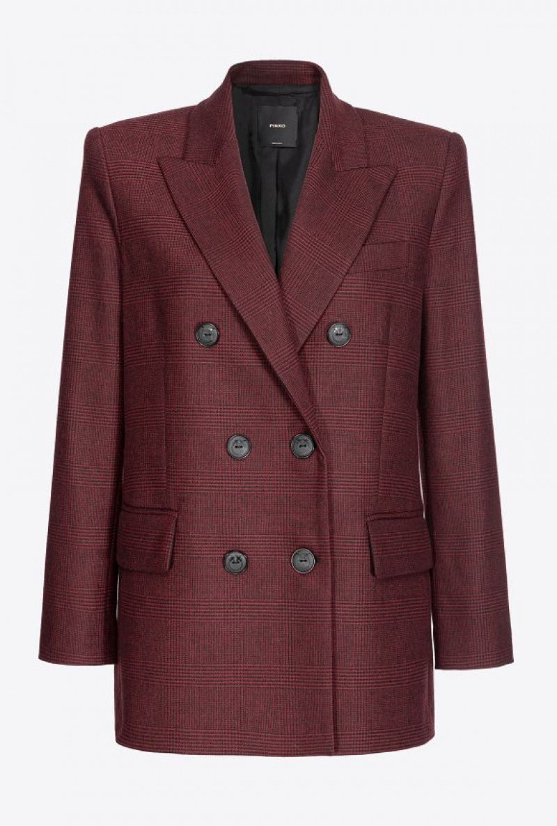 Pinko Prince-of-wales Flannel Blazer Vínové Černé | SN-PKO33881