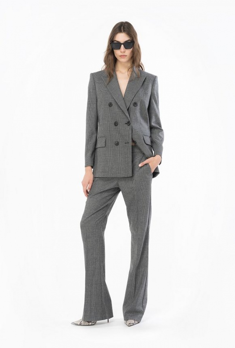 Pinko Prince-of-wales Flannel Blazer Šedé Černé | SN-PKO33906