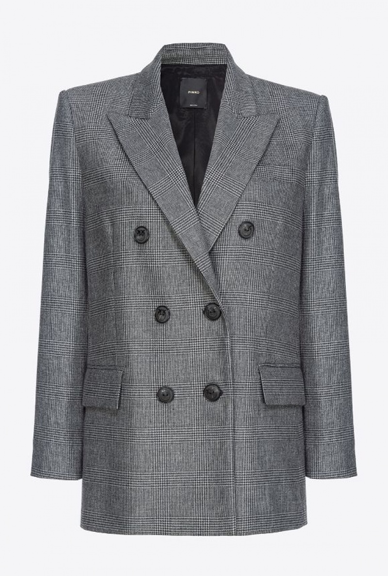 Pinko Prince-of-wales Flannel Blazer Šedé Černé | SN-PKO33906