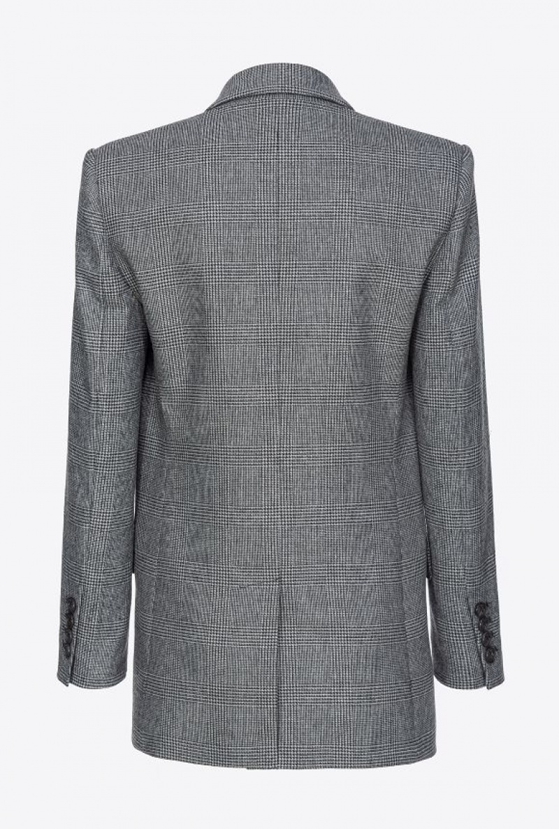 Pinko Prince-of-wales Flannel Blazer Šedé Černé | SN-PKO33906