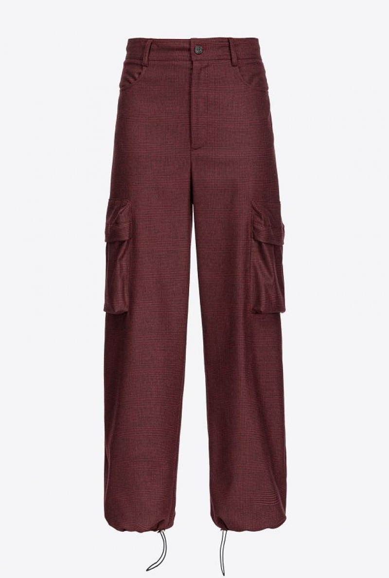 Pinko Prince-of-wales Flannel Cargo Trousers Vínové Černé | SN-PKO33878