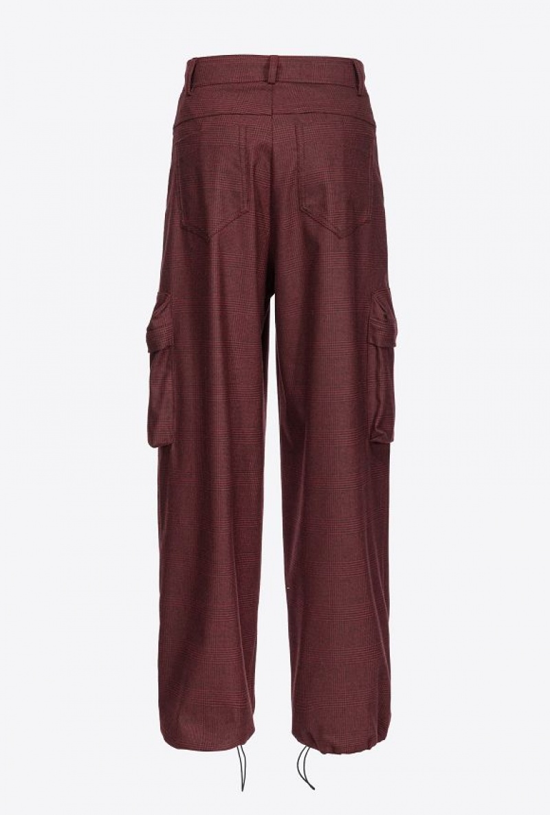 Pinko Prince-of-wales Flannel Cargo Trousers Vínové Černé | SN-PKO33878