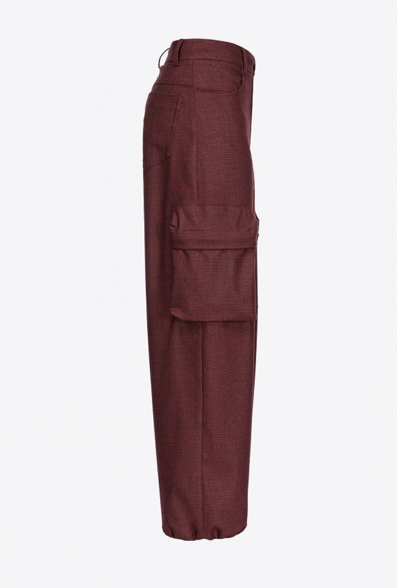 Pinko Prince-of-wales Flannel Cargo Trousers Vínové Černé | SN-PKO33878