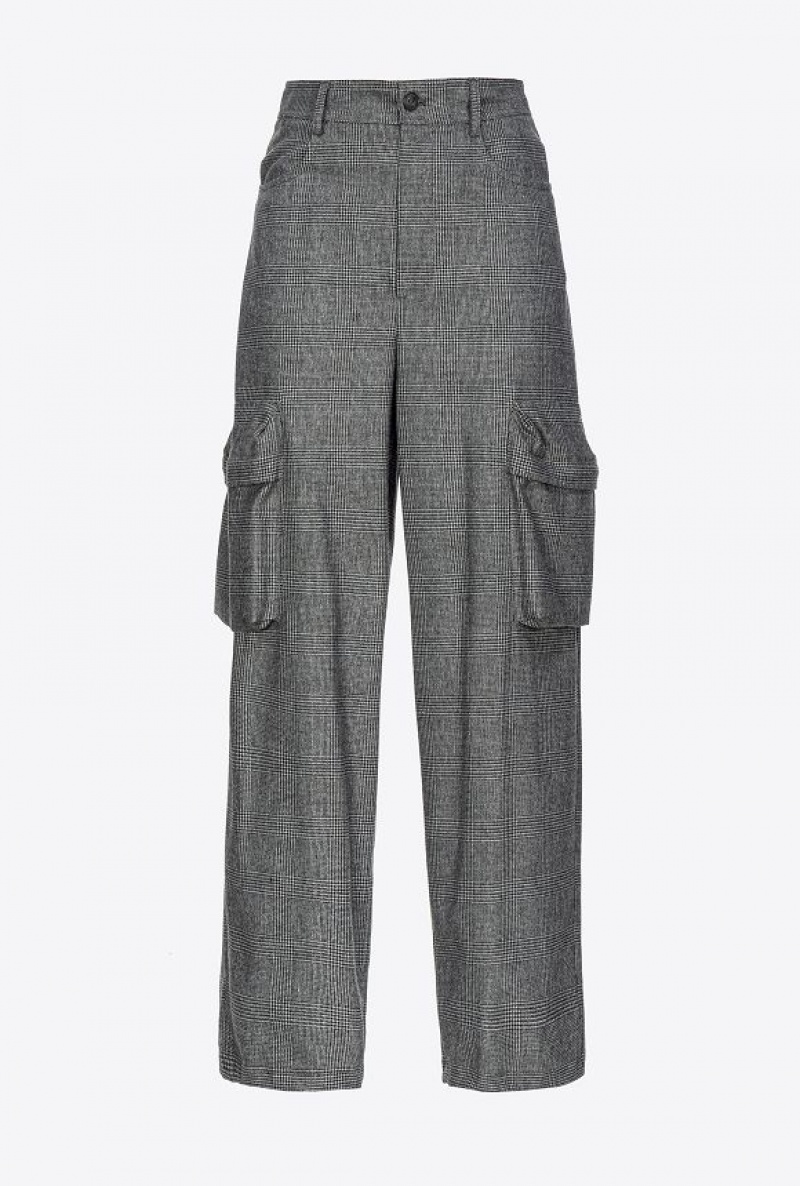 Pinko Prince-of-wales Flannel Cargo Trousers Šedé Černé | SN-PKO33910