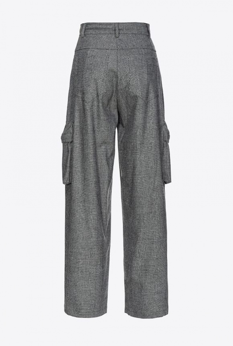 Pinko Prince-of-wales Flannel Cargo Trousers Šedé Černé | SN-PKO33910