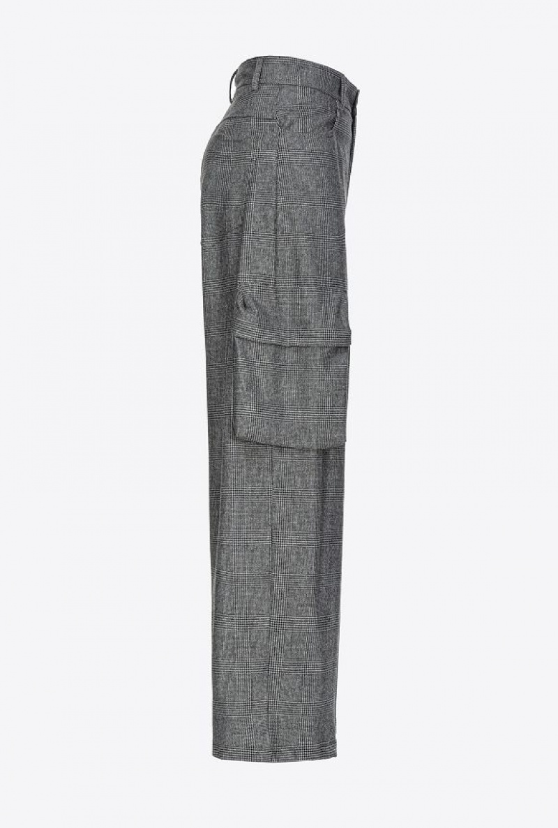 Pinko Prince-of-wales Flannel Cargo Trousers Šedé Černé | SN-PKO33910