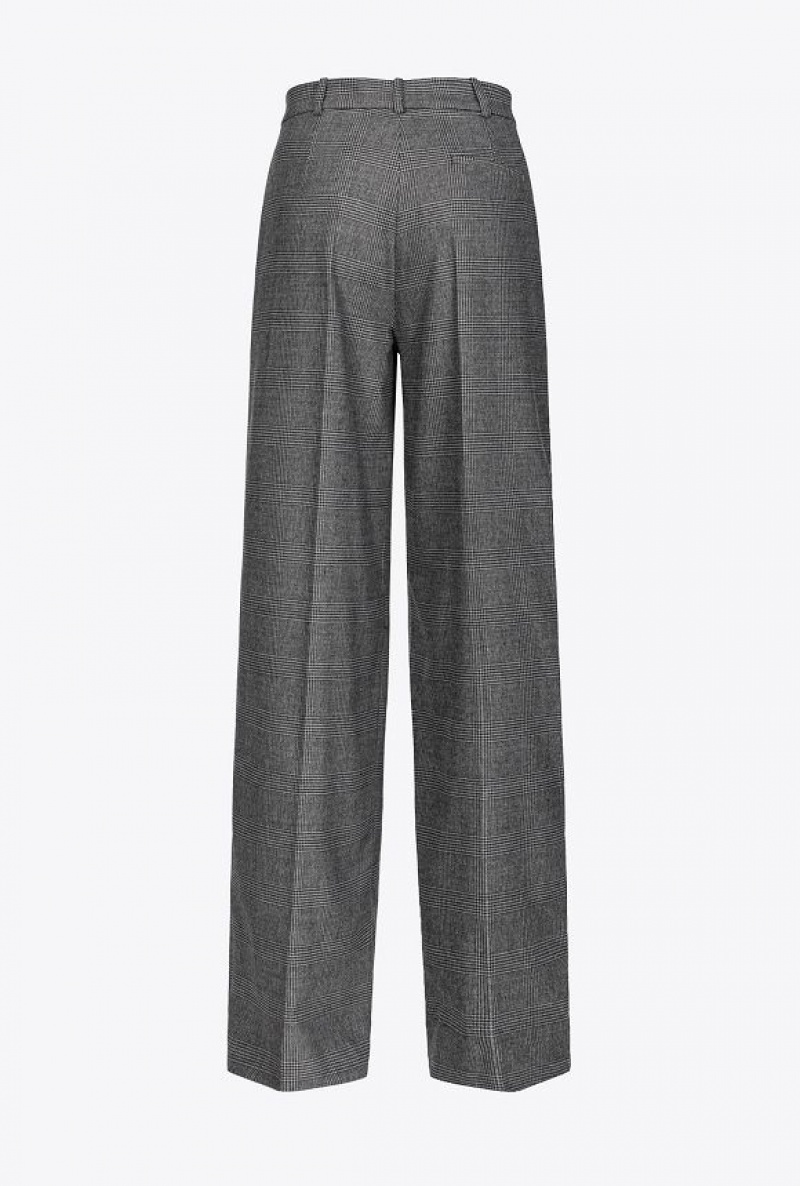 Pinko Prince-of-wales Flannel Palazzo Trousers Šedé Černé | SN-PKO33909