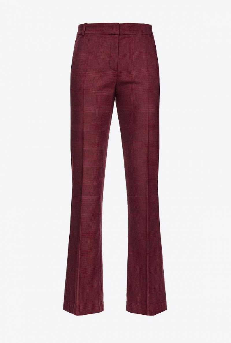 Pinko Prince-of-wales Flannel Trousers Vínové Černé | SN-PKO33879