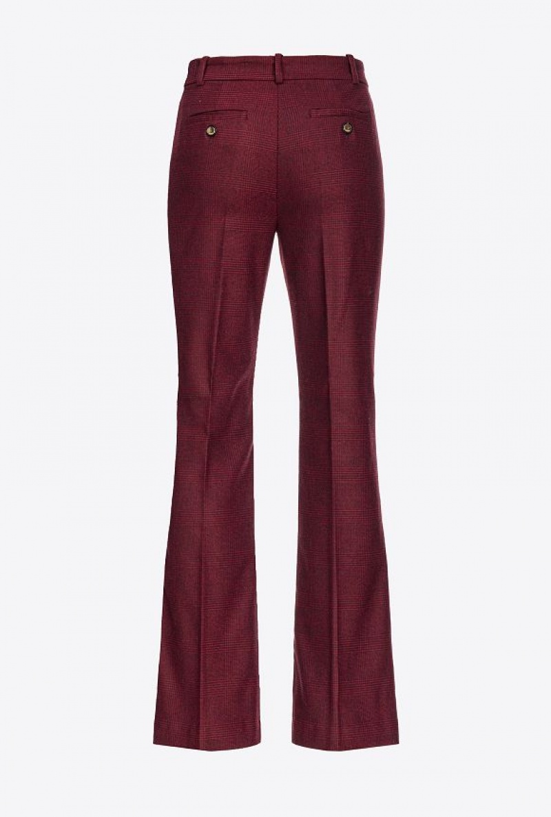 Pinko Prince-of-wales Flannel Trousers Vínové Černé | SN-PKO33879