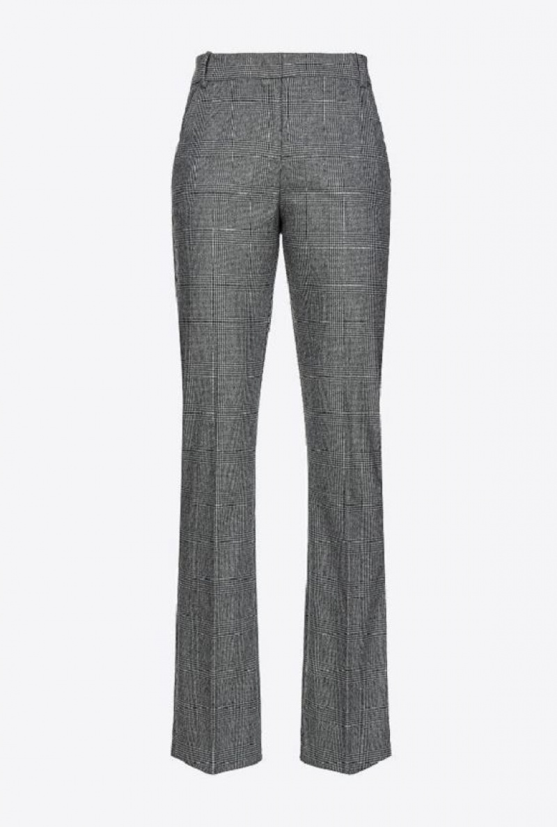 Pinko Prince-of-wales Flannel Trousers Šedé Černé | SN-PKO33905