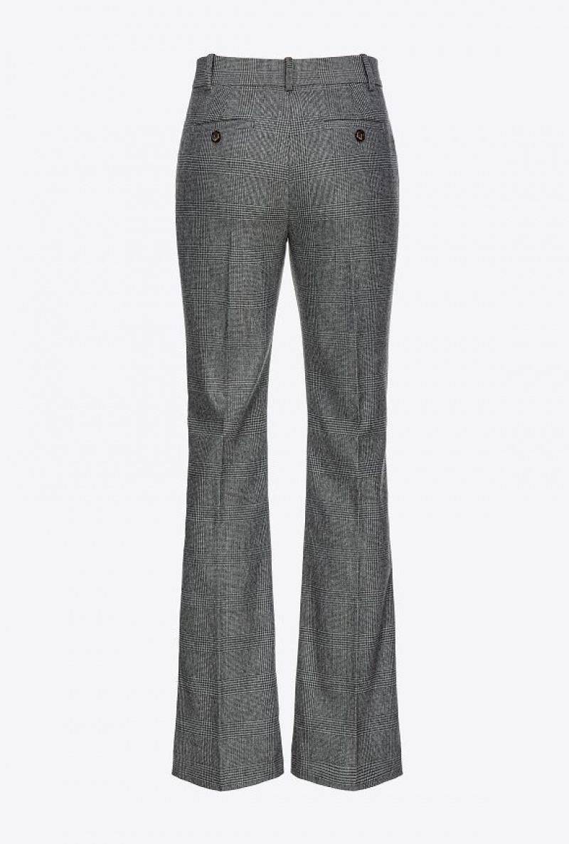 Pinko Prince-of-wales Flannel Trousers Šedé Černé | SN-PKO33905