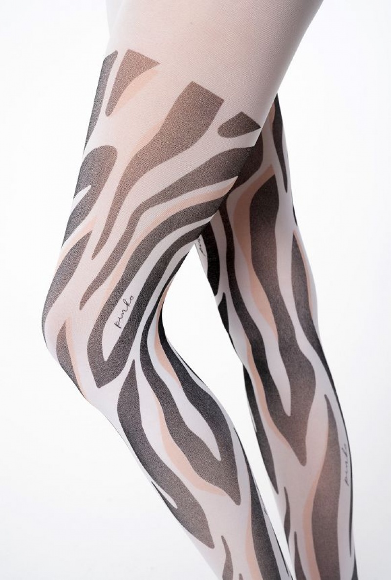 Pinko Printed Microfibre Tights Bílé Černé Béžový | SN-PKO34407