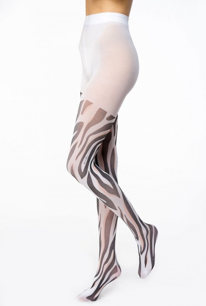 Pinko Printed Microfibre Tights Bílé Černé Béžový | SN-PKO34407