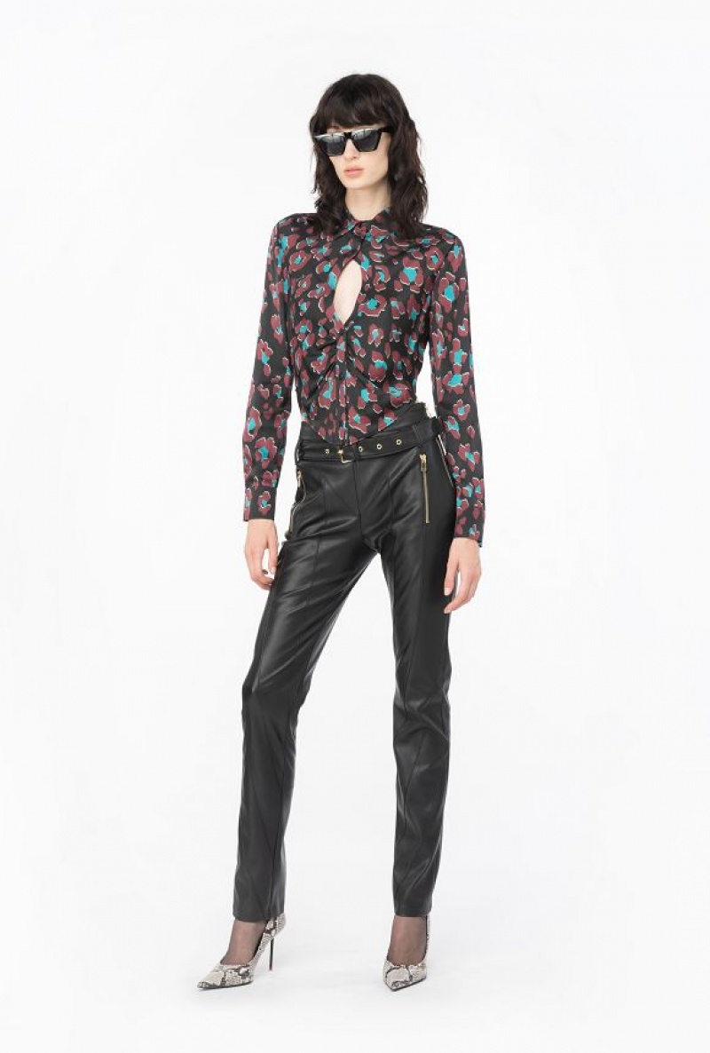 Pinko Psychedelic Dotted Shirt Černé Světle Zelene Vínové | SN-PKO33162