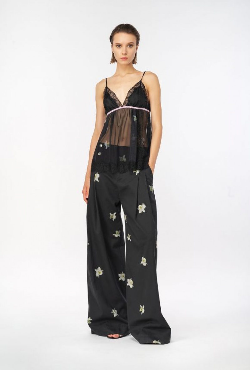 Pinko Reimagine Babydoll Tulle Top By Patrick Mcdowell Černé Růžové | SN-PKO33331