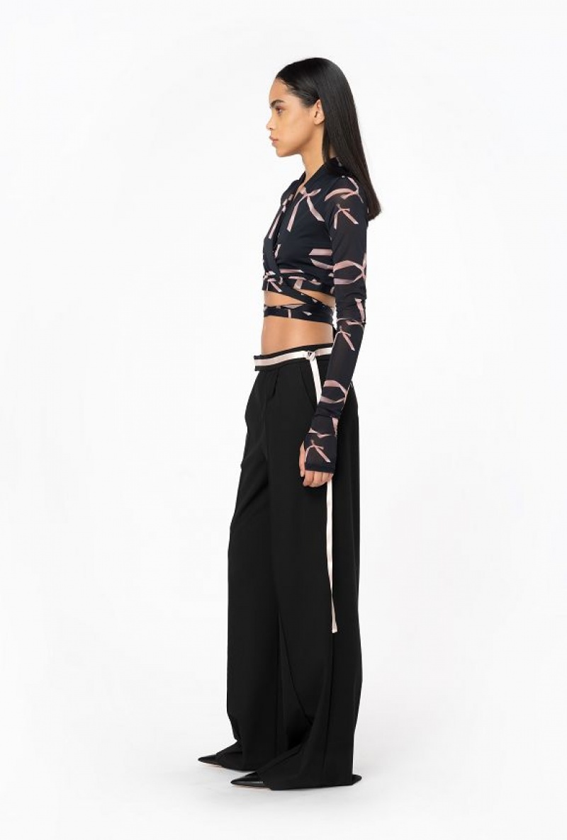 Pinko Reimagine Bow-print Krátké Cardigan By Patrick Mcdowell Černé Růžové | SN-PKO33232