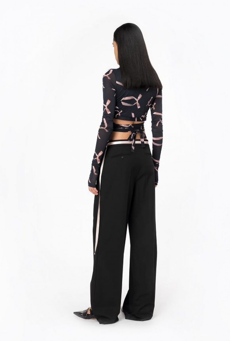 Pinko Reimagine Bow-print Krátké Cardigan By Patrick Mcdowell Černé Růžové | SN-PKO33232