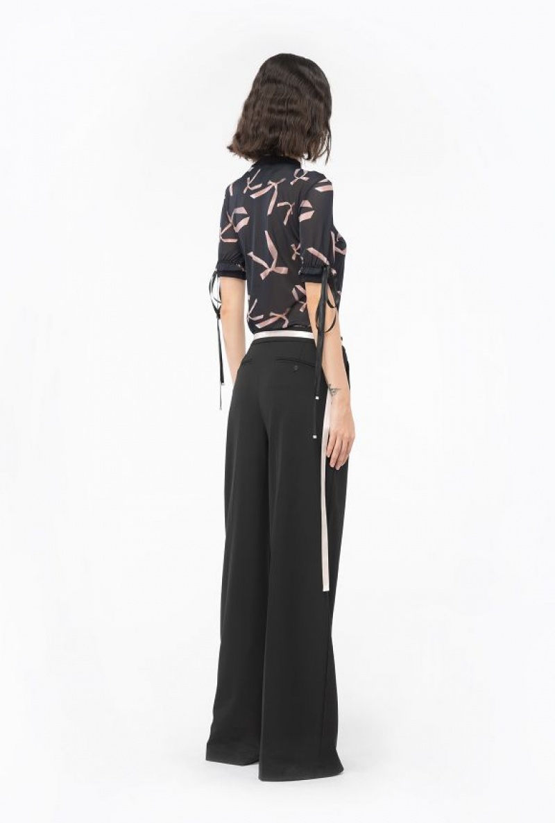 Pinko Reimagine Bow-print Top By Patrick Mcdowell Černé Růžové | SN-PKO33242