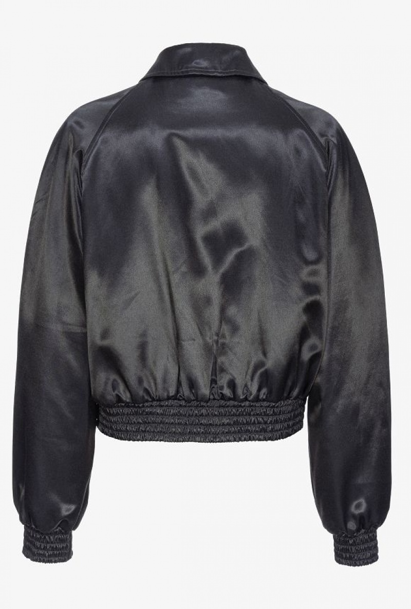 Pinko Reimagine Satin Bomber Jacket By Patrick Mcdowell Černé | SN-PKO33577